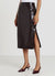 Leather-effect midi skirt with side slit