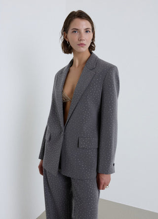 Giacca monopetto con strass all over