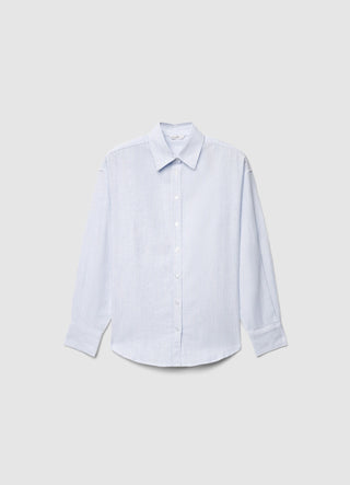 Camicia a righe misto lino