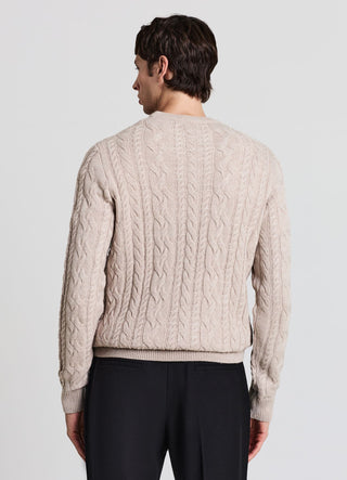 Pullover mit Rundhalsausschnitt und Zopfmuster