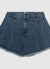 Flared denim shorts with pleats