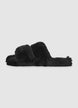 Cross-strap faux fur slippers - 36-37