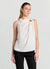Top similsatin con drappeggio e anello metallico