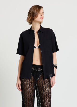 Camicia effetto crinkle con taschino