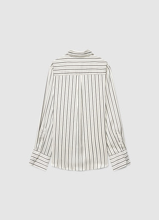 Camicia a righe con colletto classico in simil satin