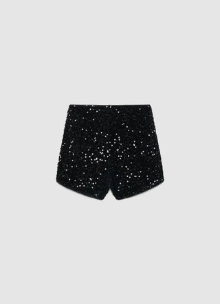 High-Waist Shorts mit Pailletten