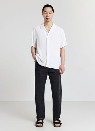 Linen-blend bowling shirt