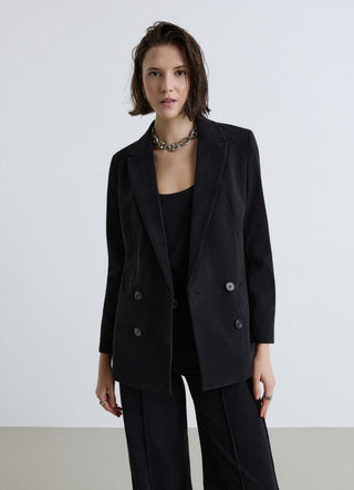 Double-breasted corduroy jacket