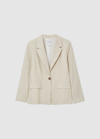 Linen-blend single-breasted jacket
