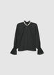 Shirt with high collar and appliqués - XS