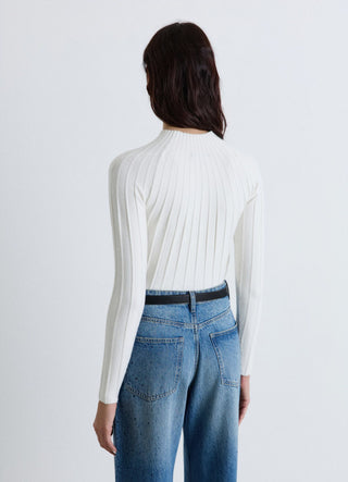 Gerippter Pullover mit Perkins-Kragen