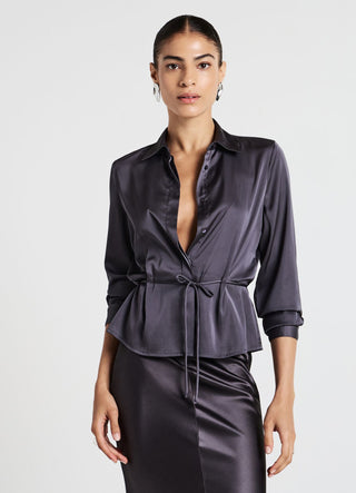 Camicia simil satin laccio
