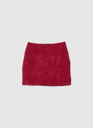 Short skirt with rose pattern