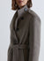 Long coat with high collar and belt