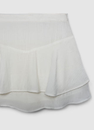 Tiered skirt-trousers with braid trim