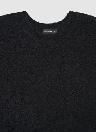 Bouclé-Pullover mit Rundhalsausschnitt in Uni