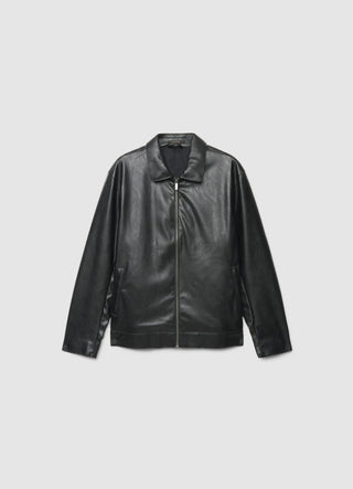 Giacca simil pelle con colletto classico e zip