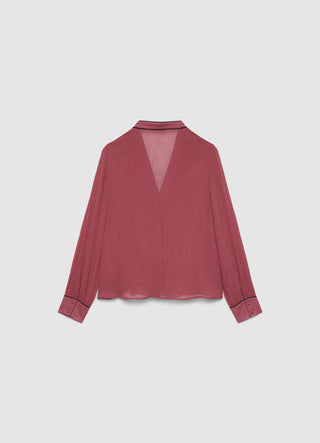 Camicia con rouches e profili a contrasto