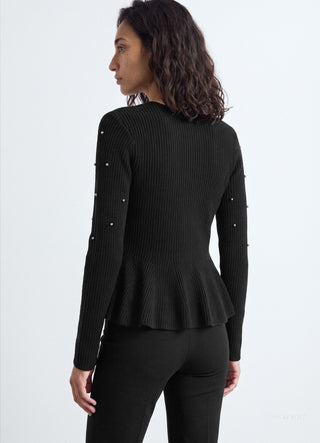 Maglia peplo con applicazioni di perle