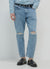 Cropped jeans with rips