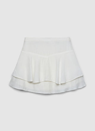 Tiered skirt-trousers with braid trim