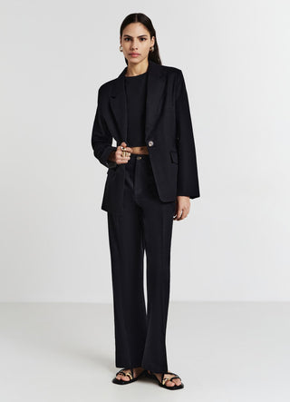 Linen-blend single-breasted jacket