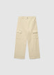 Solid colour wide-leg cargo trousers - 8-9