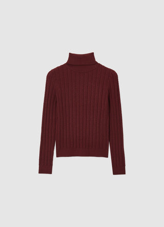 Rollkragenpullover mit Zopfmuster