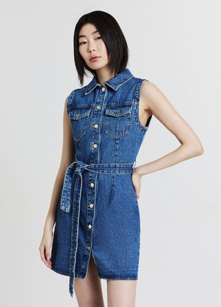 Vestito smanicato in denim