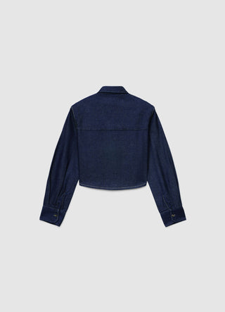 Solid colour denim crop shirt