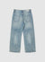 Jeans wide leg con applicazioni e strappi
