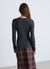T-shirt a manica lunga a costine con collo alto