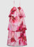 Vestito lungo a balze con stampa floreale