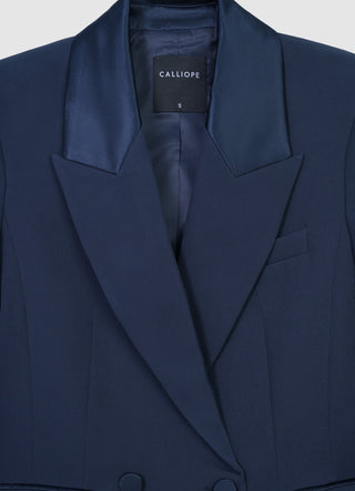 Double-breasted jacket with satin-like lapels