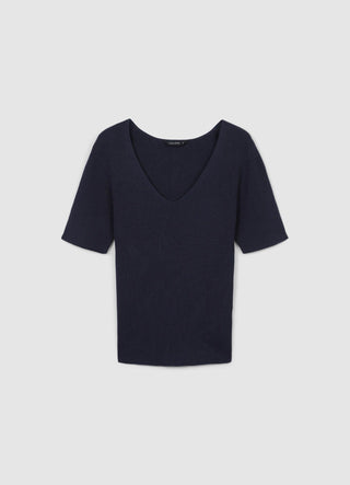 Ribbed V-neck T-shirt