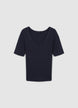 T-Shirt mit V-Ausschnitt und Rippstrick - XL
