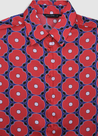 Patterned satin-like shirt