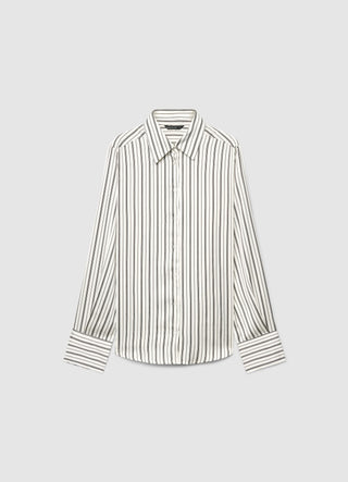 Camicia a righe con colletto classico in simil satin