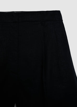Plain-colour linen Bermuda shorts