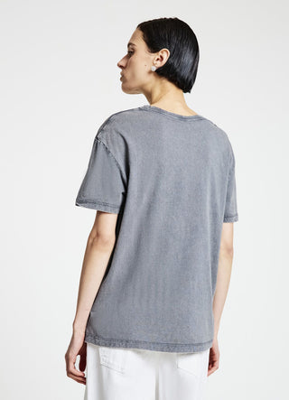 T-Shirt mit ausgewaschenem Effekt und Strasssteinen