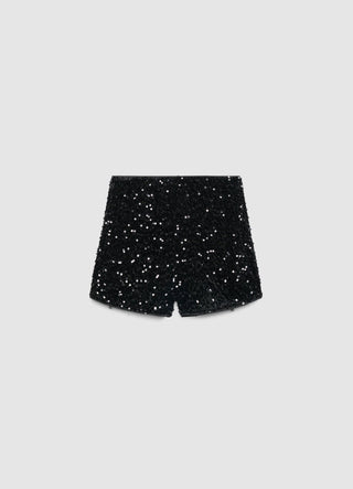 High-Waist Shorts mit Pailletten