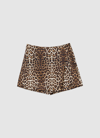 Gonna pantalone simil satin animalier