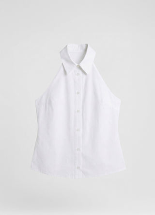 Top halter con colletto e nodo
