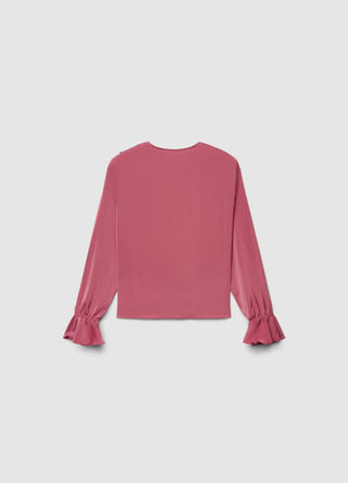 Blusa con volant similsatin