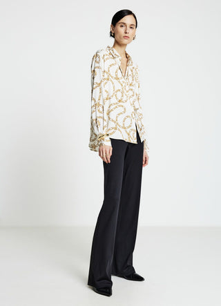 Camicia classica simil satin con stampa catena
