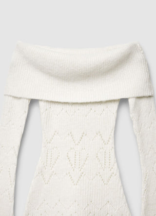 Maglia spalle scoperte pointelle