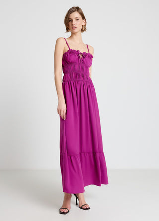 Long dress with smocked bodice