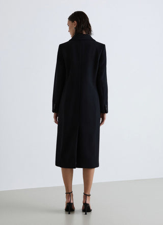 Long double-breasted coat in a solid colour