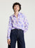 Camicia similsatin con stampa e maniche palloncino