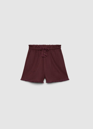 Leinenmisch-Shorts mit Fransen am Saum